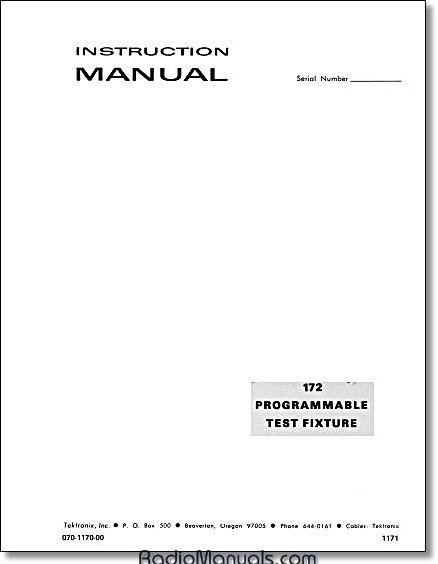 Tektronix 172 Instruction Manual - Click Image to Close